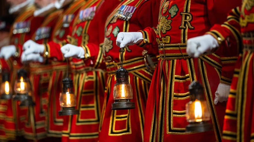 The King's Bodyguard of the Yeomen of the Guard carry out the ceremonial search of the Palace of Westminster (Picture: PA) 13052026 state opening of parliament cred PA