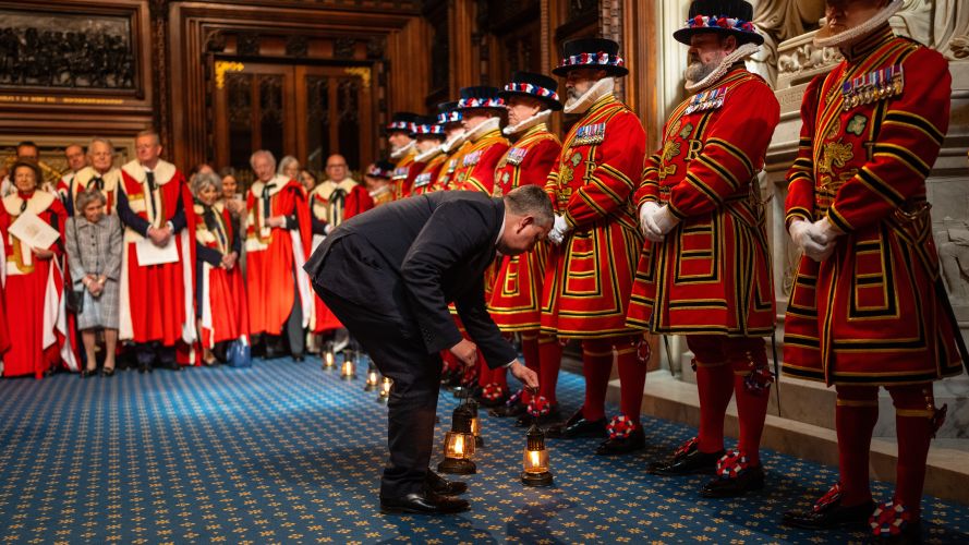 The King's Bodyguard of the Yeomen of the Guard carry out the ceremonial search of the Palace of Westminster (Picture: PA) 13052026 state opening of parliament cred PA
