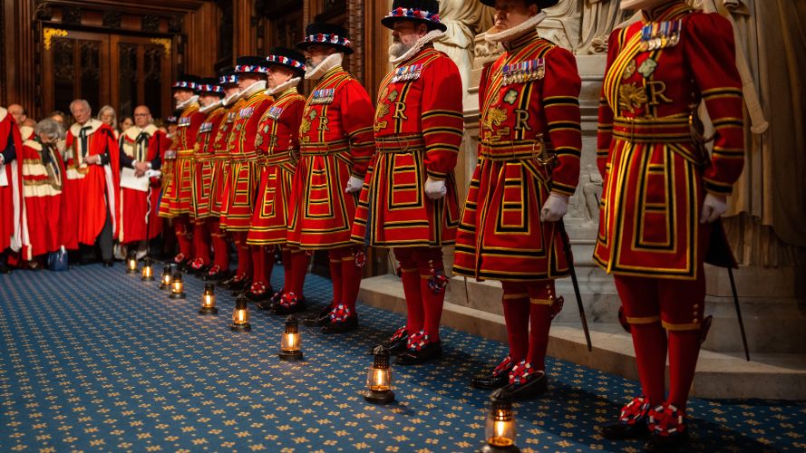The King's Bodyguard of the Yeomen of the Guard carry out the ceremonial search of the Palace of Westminster (Picture: PA) 13052026 state opening of parliament cred PA