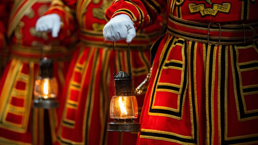 The King's Bodyguard of the Yeomen of the Guard carry out the ceremonial search of the Palace of Westminster (Picture: PA) 13052026 state opening of parliament cred PA