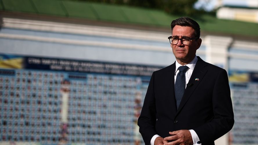 Andy Burnham at the Wall of Remembrance at Mykhailivska Square in the old part of Kyiv (Picture: PA) PM Andy Burnham in Kyiv Picture: PA