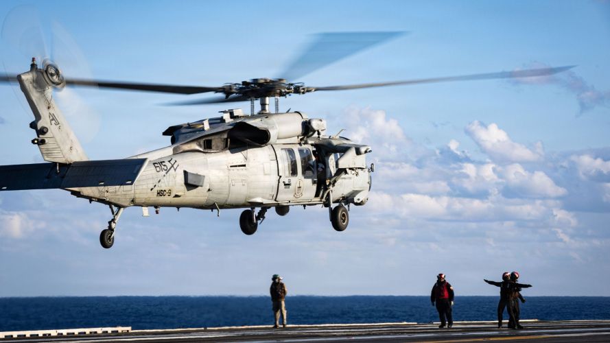 The MH-60S Sea Hawk, used primarily for Anti-Surface Warfare, Combat Support and Humanitarian aid launches from the flight deck