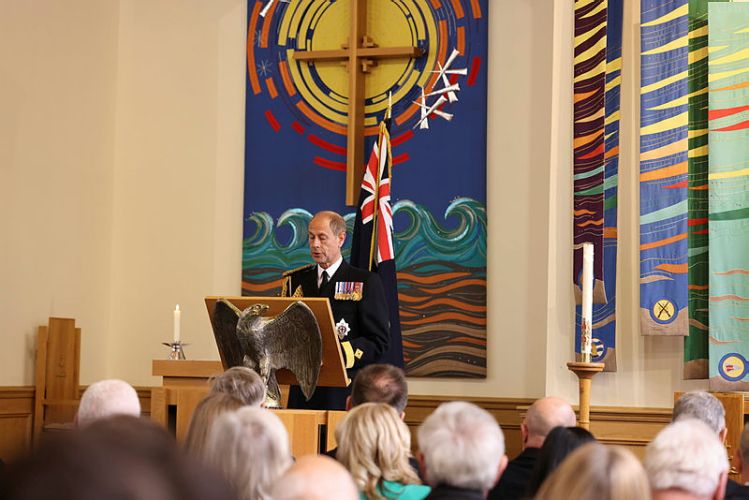 HRH the Duke of Edinburgh delivers a speech at St Barbara’s Church