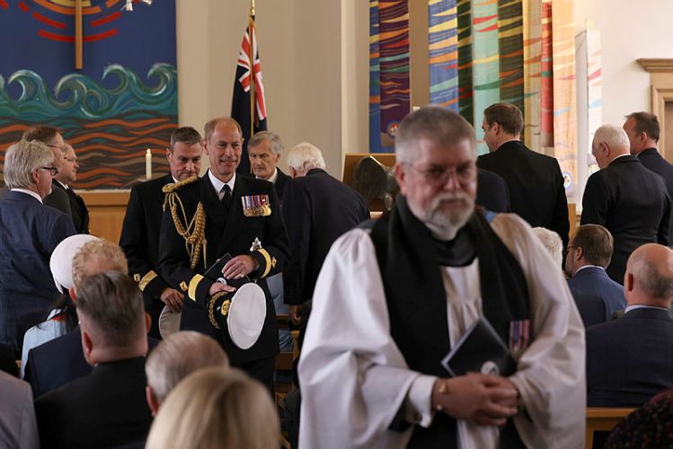 HRH the Duke of Edinburgh delivers a speech at St Barbara’s Church