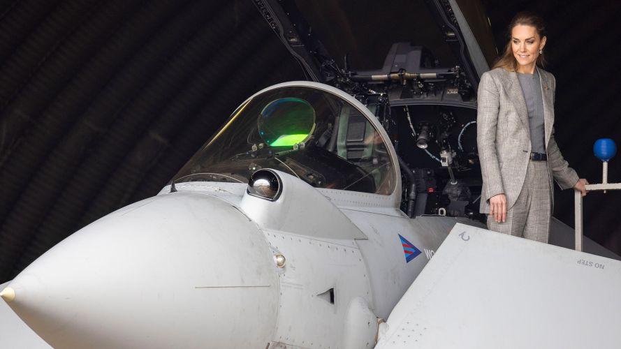 Catherine looks at the tip of an RAF Typhoon (Picture: PA)