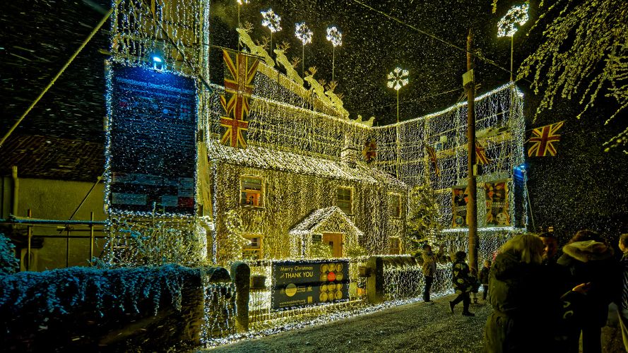 A different angle looking at the illuminated abode (Picture: The Taxi Charity) A different angle looking at the illuminated abode