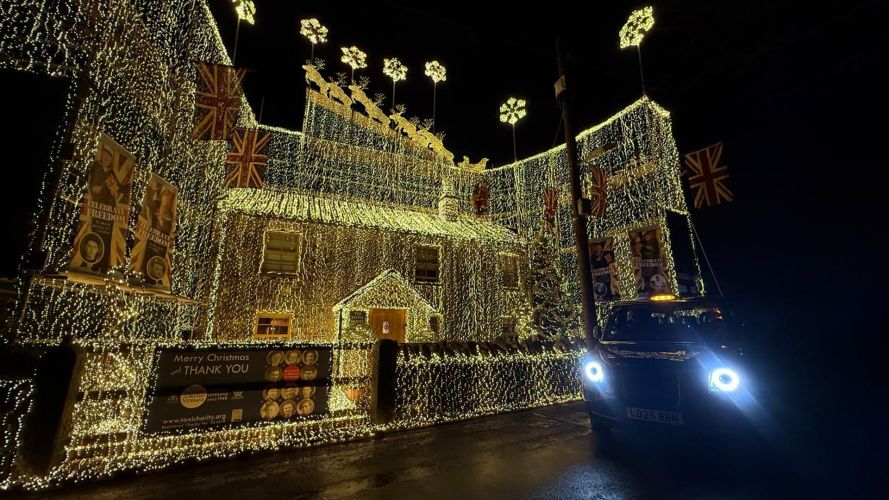 The taxi's lights look soft compared to the house (Picture: The Taxi Charity) The taxi's lights look soft compared to the house