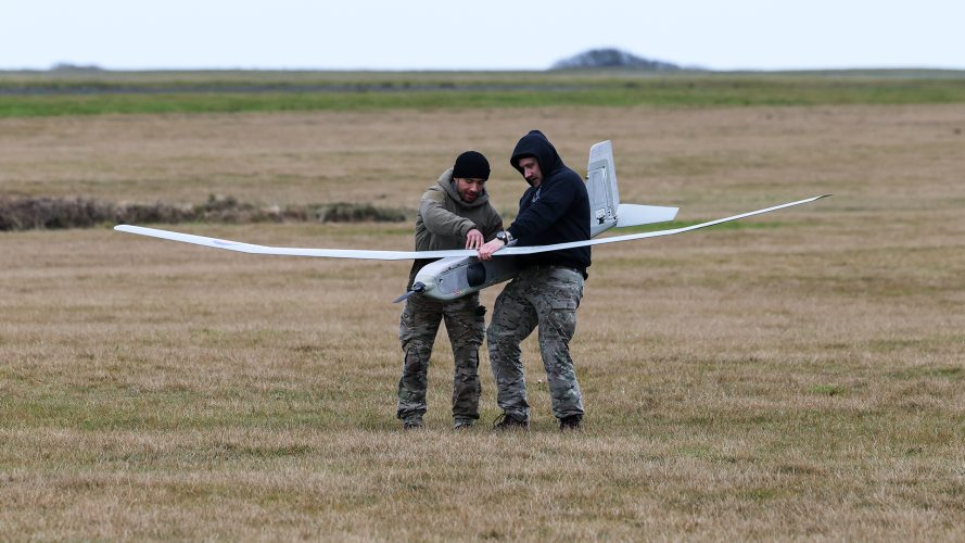 Eagle Eye drone trails on Predannack airfield