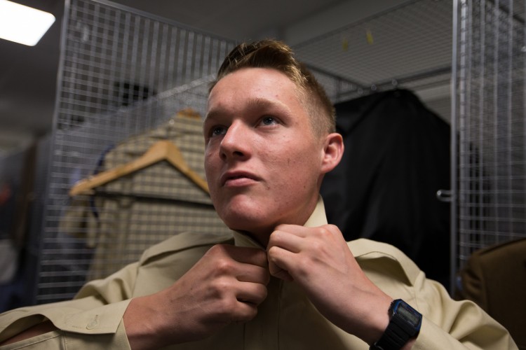 Private O'Brien dresses smartly for the day ahead