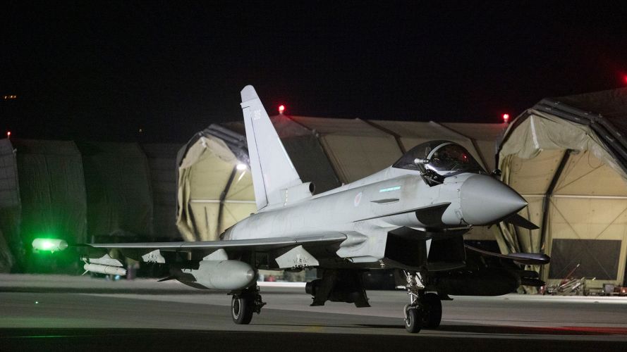 The RAF Typhoons return to their base after the strikes on ISIS (Picture: MOD) The RAF Typhoons return to their base after the strikes on ISIS (Picture: MOD)