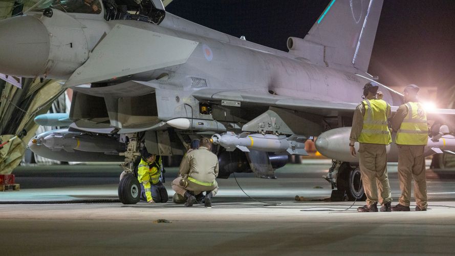 RAF personnel get the aircraft ready before its mission (Picture: MOD) RAF personnel get the aircraft ready before its mission (Picture: MOD)