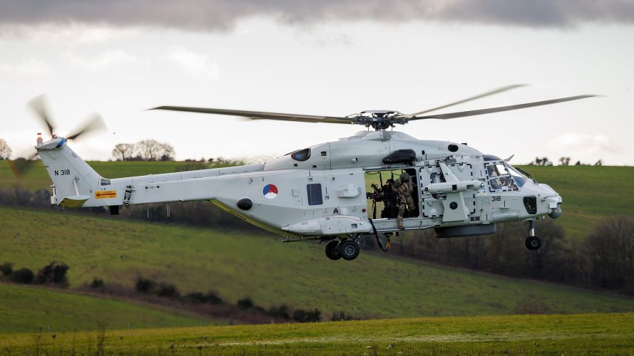 A Dutch air force NH90 takes off from Salisbury Plain on the latest phase of Exercise Guardian Defender, working with Royal Navy Wildcats and Merlins ahead of their joint deployment to the Arctic A Dutch air force NH90 takes off from Salisbury Plain on the latest phase of Exercise Guardian Defender, working with Royal Navy Wildcats and Merlins ahead of their deployment to the Arctic