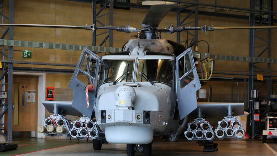 A Wildcat helicopter fitted with additional sensors in the hanger (Picture: Royal Navy) A Wildcat helicopter fitted with additional sensors in the hanger (Picture: Royal Navy)