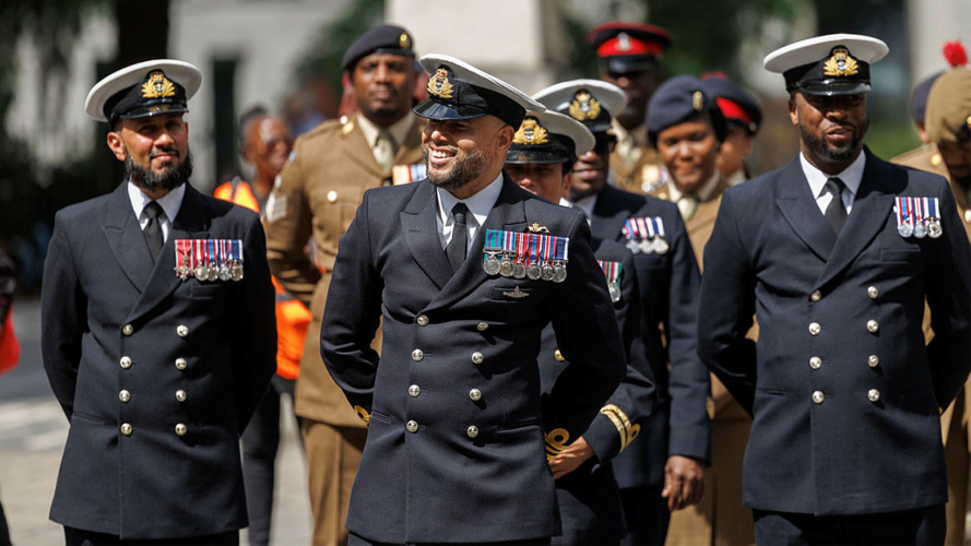 The service marking a military connection between the Caribbean and Britain stretching back centuries (Picture: MOD) Caribbean personnel parade highlighted a shared military heritage spanning hundreds of years