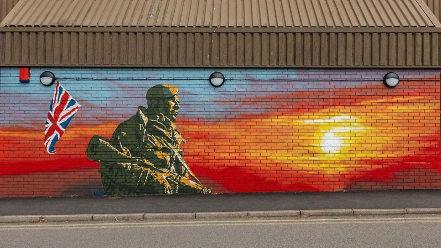 07082025 the Falklands Yomper Mural at the Commando Training Centre in Lympstone, Devon CREDIT Royal Navy