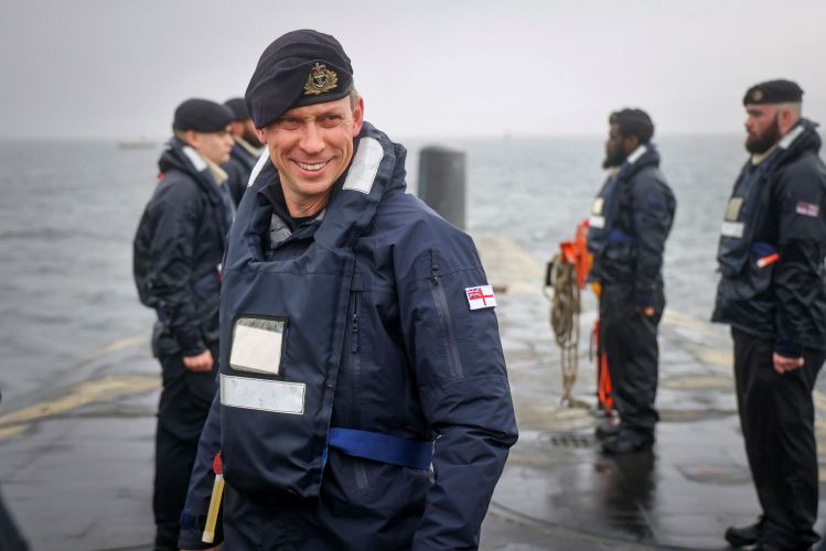Director of Submarines, Rear Admiral Andrew Perks onboard the Vanguard Class Submarine 
