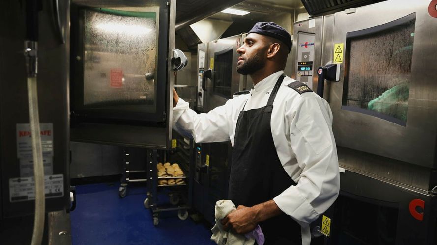 HMS Queen Elizabeth has been selected as the testbed for the Navy's Generational Change to Feeding programme (Picture: MOD) HMS Queen Elizabeth is trialling Generational change to feeding (GenChange) and all-day grazing pic MOD