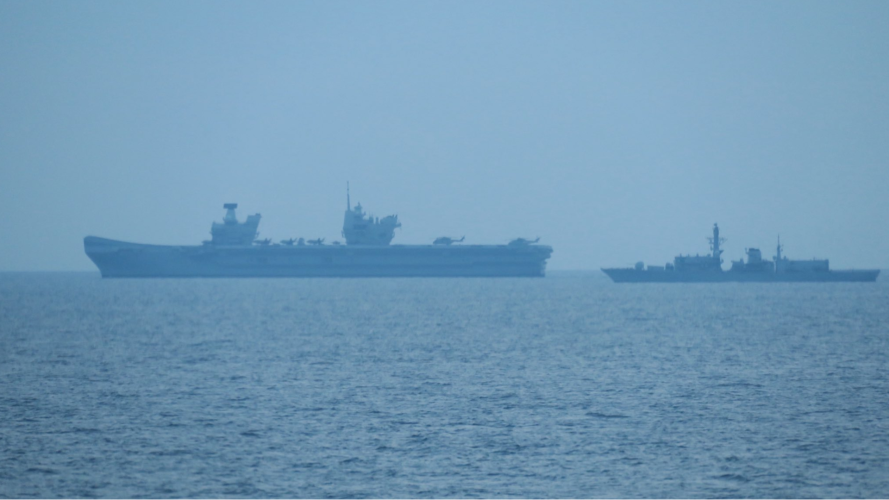 HMS Prince of Wales and HMS Richmond carry out a boat transfer 