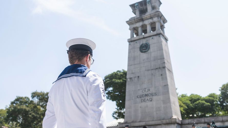 A sailor from HMS Spey attends a remembrance event in Singapore in 2024 (Picture: Royal Navy)