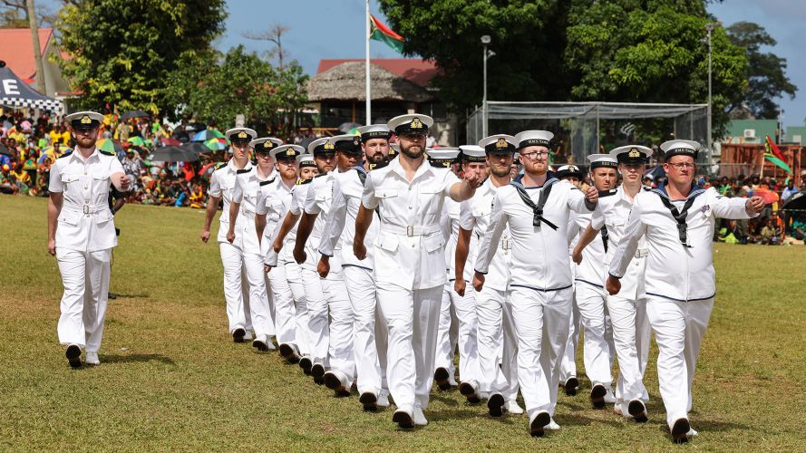 HMS Tamar's crew take part in Independence Day events in Vanuatu two years ago (Picture: Royal Navy)