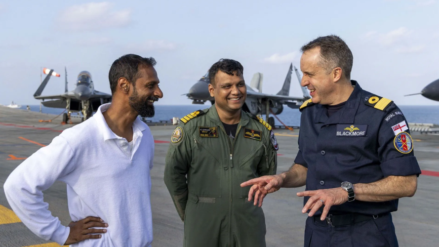 08102025 Commodore James Blackmore taking a tour of Flight Deck INS Vikrant CREDIT ROYAL NAVY