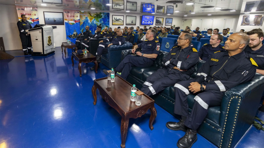 08102025 Konkan 25 welcome brief onboard INS Vikrant CREDIT ROYAL NAVY