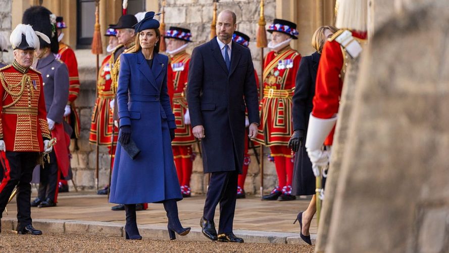 The Princess with Prince William at Windsor Castle for the German state visit (Picture: MOD)