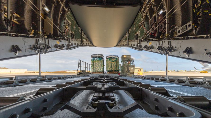 The Atlas C.1 A400M prepares to take off from Ascension – the transport aircraft can carry out both tactical and strategic airlifts, complementing those of the C-17 fleet The Atlas C.1 A400M prepares to take off from Ascension - the transport aircraft can carry out both tactical and strategic airlifts, complementing those of the C-17 fleet