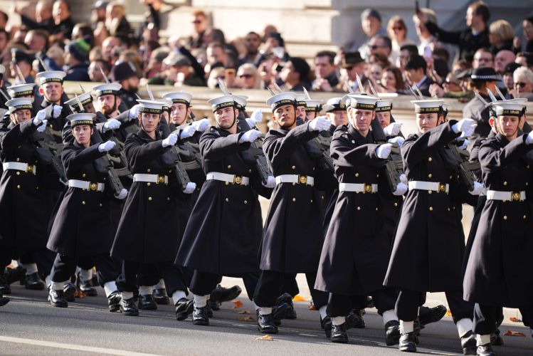 Members of the Royal Navy march on Whitehall ahead of the Remembrance Sunday service at the Cenotaph in London (Picture: PA) 09112025 Members of the Royal Navy march on Whitehall ahead of the Remembrance Sunday service at the Cenotaph in London