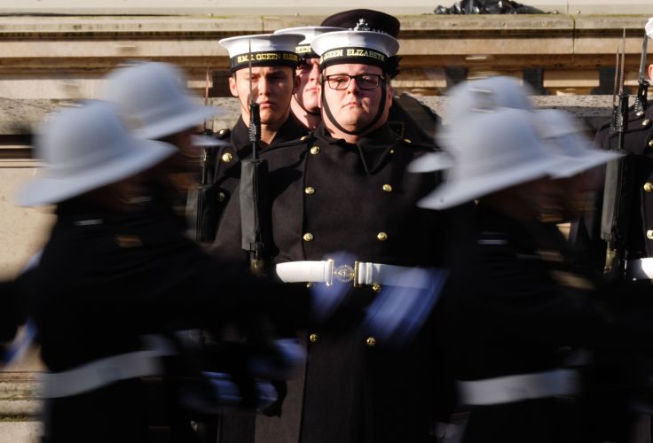 Members of the Royal Navy stand on Whitehall ahead of the Remembrance Sunday service at the Cenotaph in London (Picture: PA) 09112025 Members of the Royal Navy stand on Whitehall ahead of the Remembrance Sunday service at the Cenotaph in London