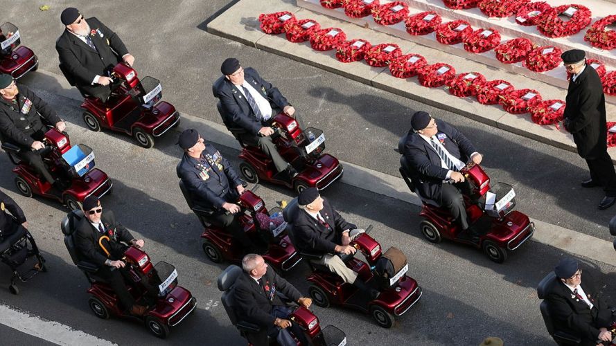 Members of BLESMA go past the Cenotaph (Picture: MOD) Members of BLESMA go past the Cenotaph (Picture: MOD)