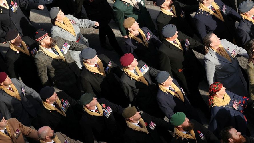 Ten thousand veterans march past the Cenotaph as part of the Royal British Legion's veterans' parade (Picture: MOD) Veterans march past the Cenotaph (Picture: MOD)