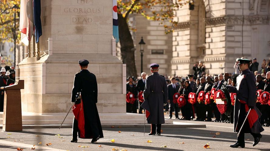The royal party, led by the King, move into position at the Cenotaph (Picture: MOD) 09112025 King and Prince William at Cenotaph cred MOD