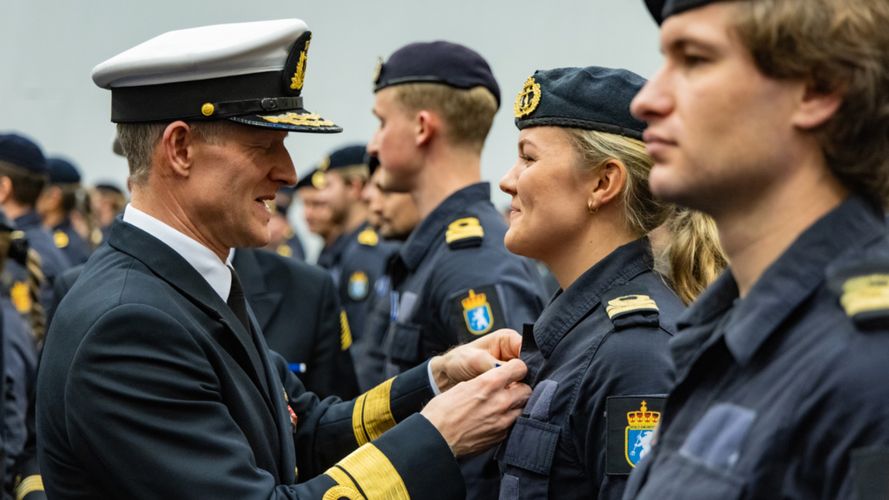 A Norwegian sailor is presented with a medal after the deployment (Picture: Edward Valentin Coates/Forsvaret) A Norwegian sailor is presented with a medal after the deployment