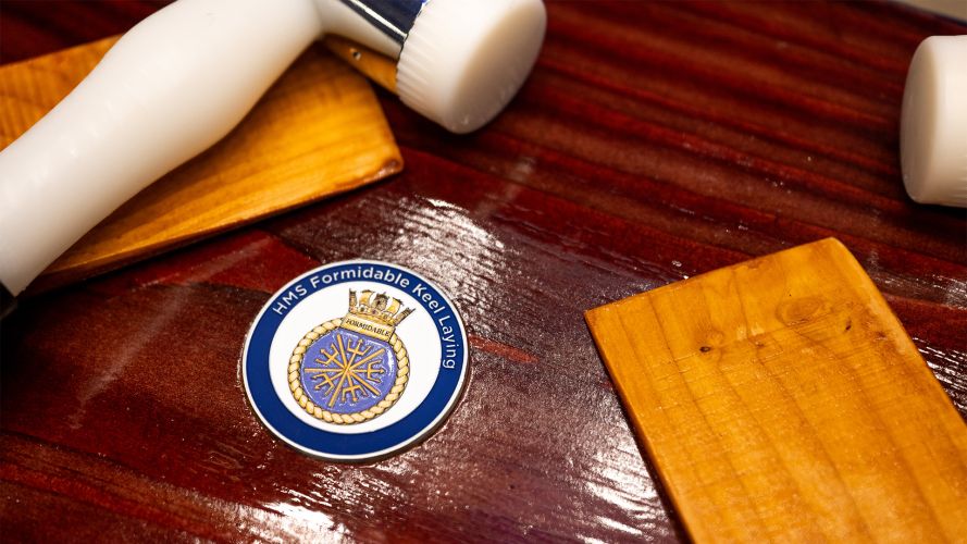 A commemorative coin marks the laying of the keel of HMS Formidable - she's the third of the Inspiration-class vessels being built for the Senior Service at the Babcock Dockyard in Rosyth A commemorative coin marks the laying of the keel of HMS Formidable - she's the third of the Inspiration-class vessels being built for the Senior Service at the Babcock Dockyard in Rosyth
