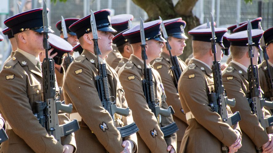 1 Mercian personnel taking part in their first parades since the merging of 1st and 2nd Battalion