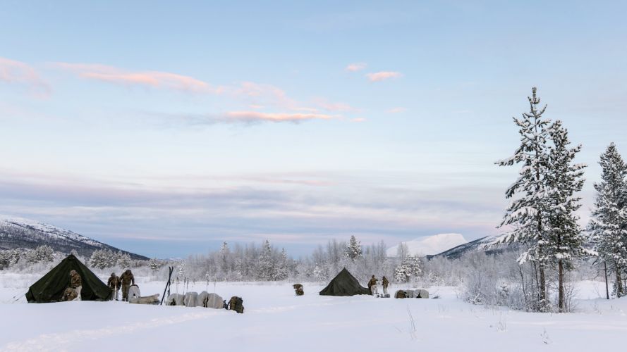 10 man tents Cold Weather Aviation Operators Course Commando Helicopter Force Royal Norwegian Airforce Base (RNoAF) Bardufoss 160124 CREDIT MOD