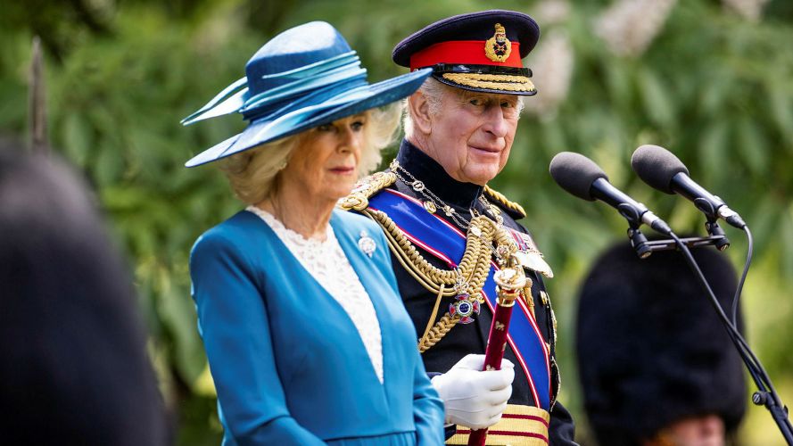 It will be only a short while before the monarch is reunited with one of the Colours as it is trooped before him at the King's Birthday Parade It will be only a short while before the monarch is reunited with one of the Colours as it is trooped before him at the King's Birthday Parade