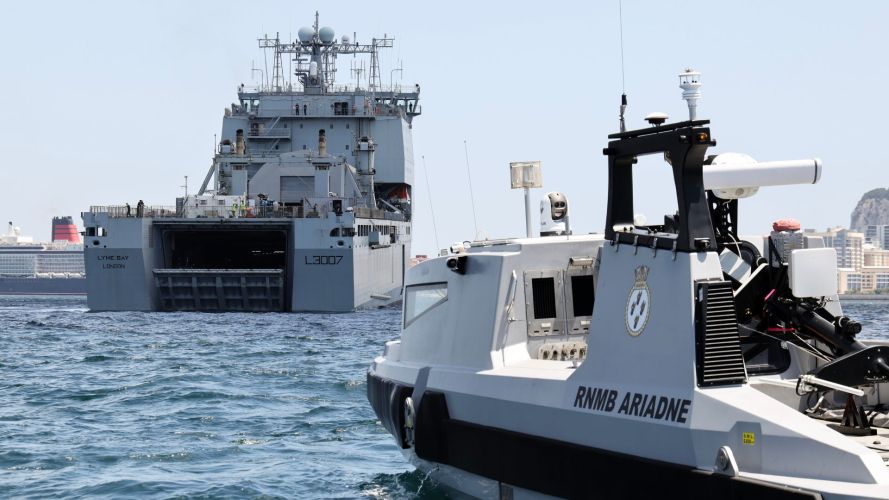 RNMB Ariadne, a 12m uncrewed surface vessel is part of the autonomous systems loaded onto RFA Lyme Bay (Picture: Royal Navy) RNMB Ariadne, a 12m uncrewed surface vessel is part of the autonomous systems loaded onto RFA Lyme Bay