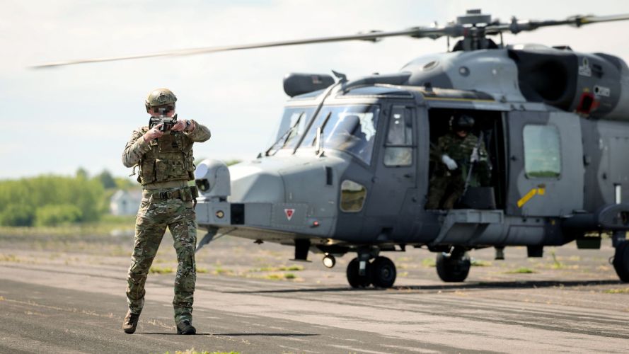 Royal Marines from 42 Commando commenced the vehicle interdiction operation from aboard a Wildcat helicopter