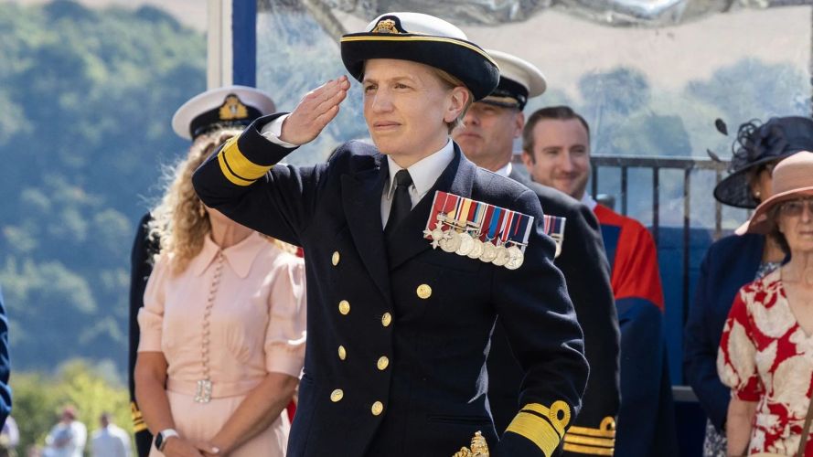 Rear Admiral Rachel Singleton takes the salute (Picture: Royal Navy) Rear Admiral Rachel Singleton takes the salute (Picture: Royal Navy)