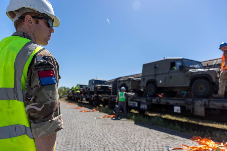 Seventy-five military vehicles were transported to North Macedonia via train 