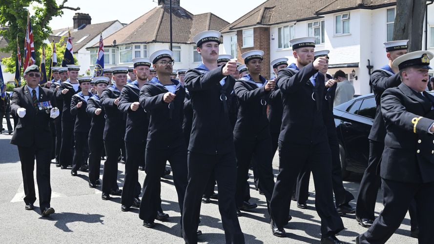 Personnel from HMS Collingwood march during the parade in London (Picture: Richard Phipps)