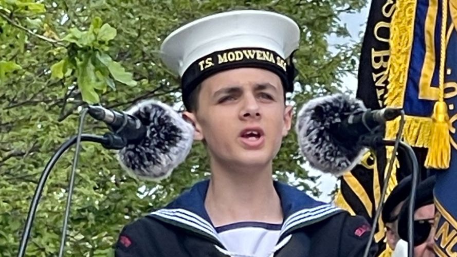 This member of TS Modwena, Burton Sea Cadets spoke at the memorial service - another reminder of the links bonding those from the past and the present (Picture: Leigh Dodds)