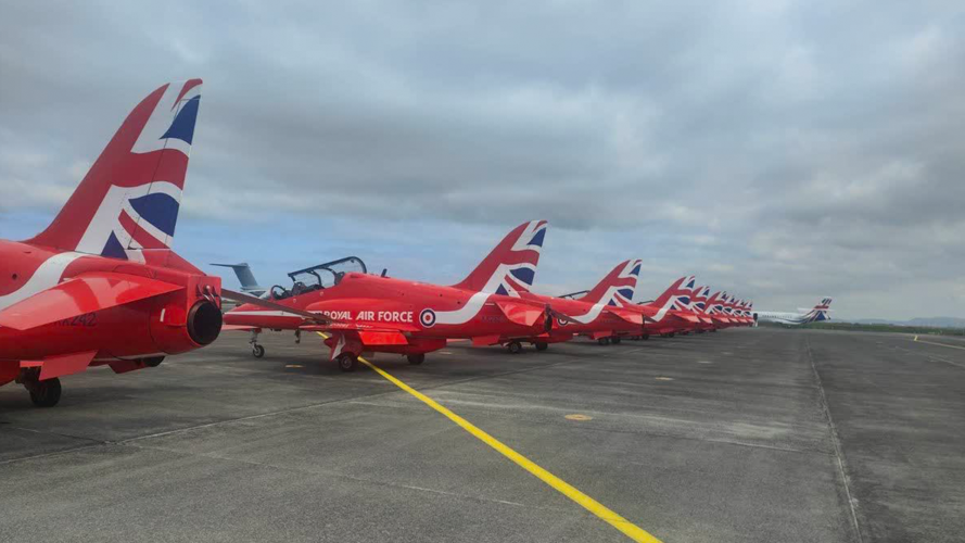 The Red Arrows stoped at Keflavik in Iceland for a final refuel before crossing to the UK (Picture: Red Arrows) The Red Arrows stop at Keflavik in Iceland for a final refuel before crossing to the UK