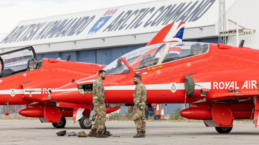 The Red Arrows' Hawk T1s remained at CFB Goose Bay after poor weather halted their return from North America (Picture: Red Arrows) The Red Arrows’ Hawk T1s remained at CFB Goose Bay after poor weather halted their return from North America