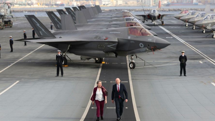 The pair walked the flight deck as the ship anchored off the coast of Naples, Italy (Picture: MOD) The pair walked the flight deck as the ship anchored off the coast of Naples, Italy