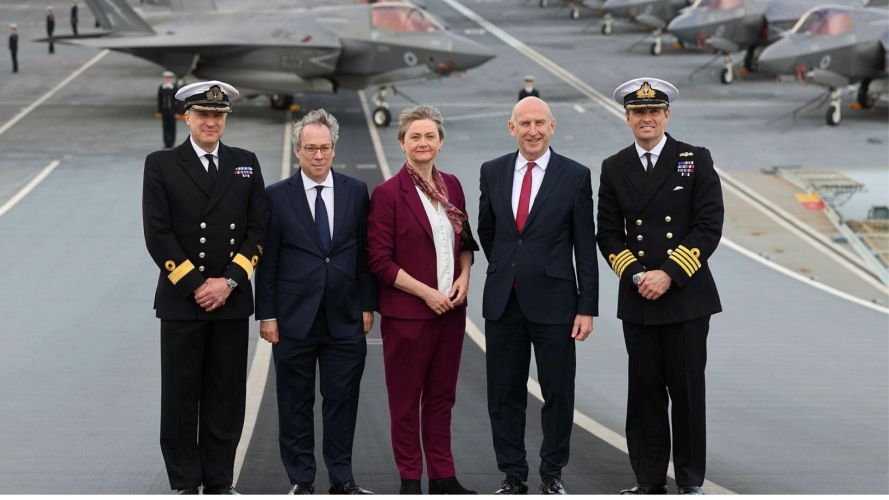 They were joined by Commodore James Blackmore (left), British Ambassador to Italy, Lord Edward Llewellyn and Captain Ben Power (Picture: MOD) They were joined by Commodore James Blackmore (left), British Ambassador to Italy, Lord Edward Llewellyn and Captain Ben Power