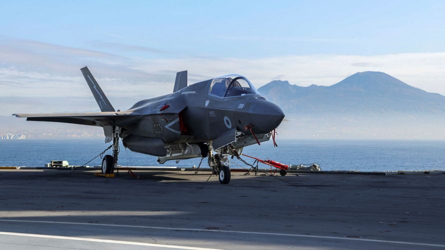 The aircraft carrier also operates 24 F-35 jets, the largest number ever assembled on a British carrier (Picture: MOD) The aircraft carrier almost operates 24 F-35 jets, the largest number ever assembled