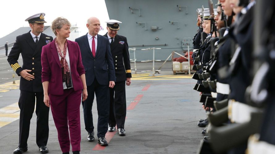 Foreign Secretary Yvette Cooper and Defence Secretary John Healey inspected a guard of honour during a visit to HMS Prince of Wales (Picture: MOD) Foreign Secretary Yvette Cooper and Defence Secretary John Healey inspected a guard of honour on the flight deck